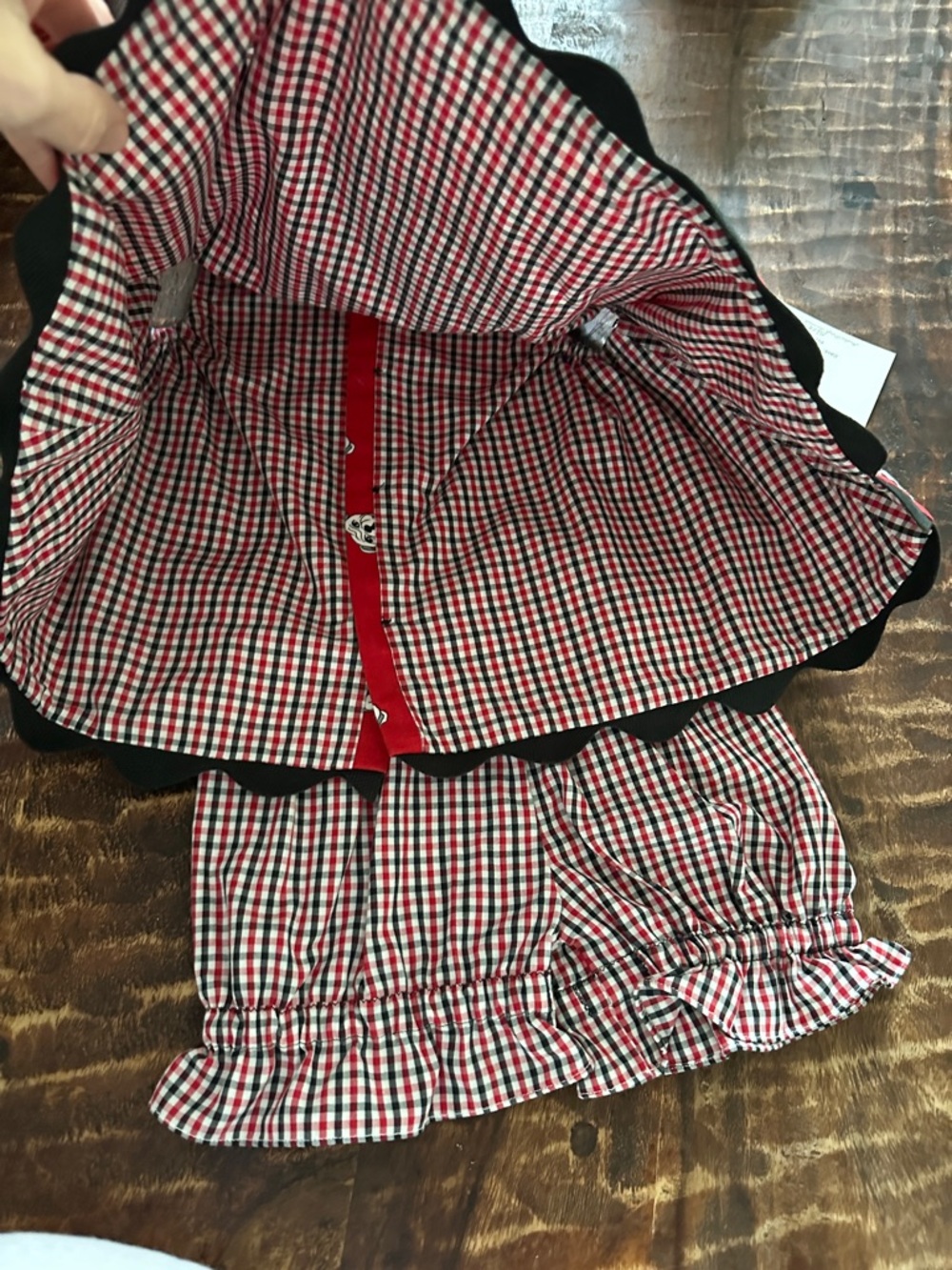 Red Bulldog Print Girls' Dress and Bloomer Set - Picture 4 of 5